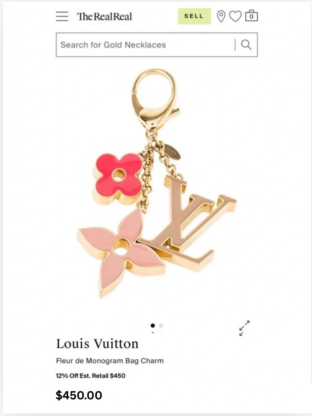 BAG CHARM/KEYCHAIN: Golden w/Brown Monogram, Pink/Cream Charms, Box & Dust Bag